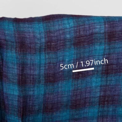 Blue and violet linen fabric, double-sided