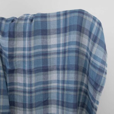 Blue plaid linen fabric