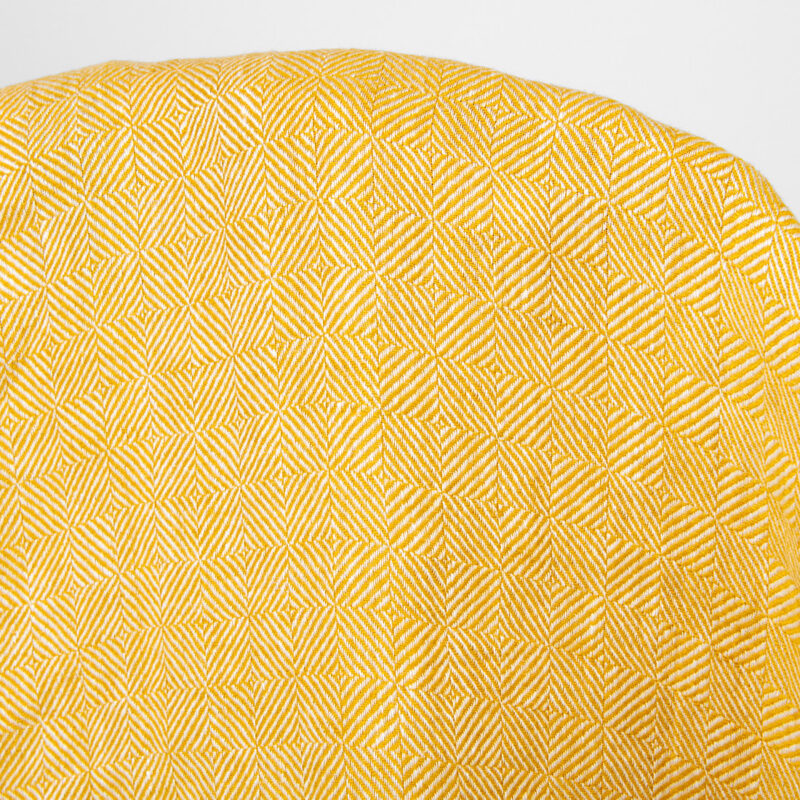 Yellow patterned twill check linen fabric washed