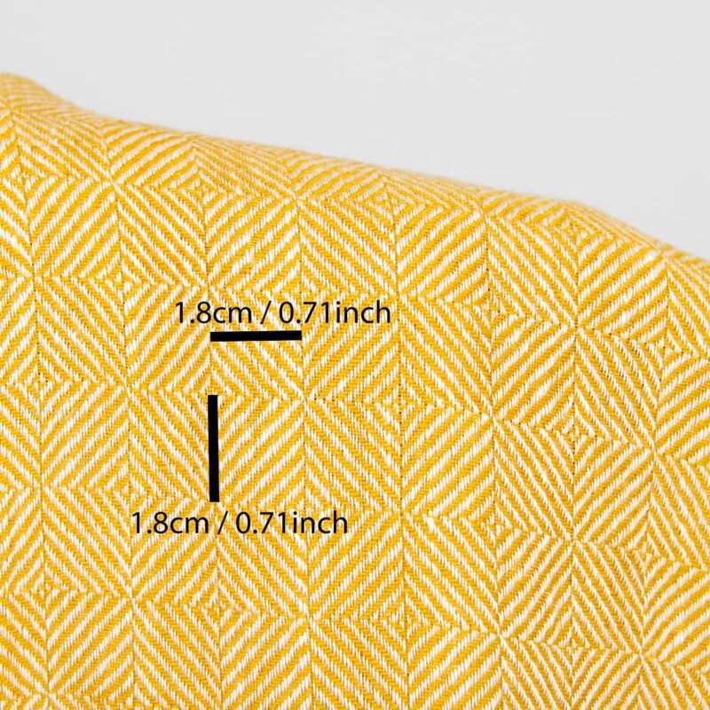 Yellow patterned twill check linen fabric washed