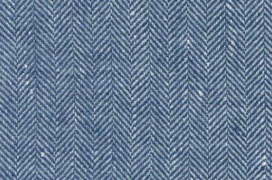 Blue linen fabric in a herringbone pattern
