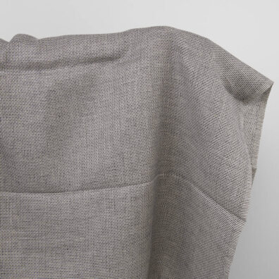 Checked linen fabric, black and natural