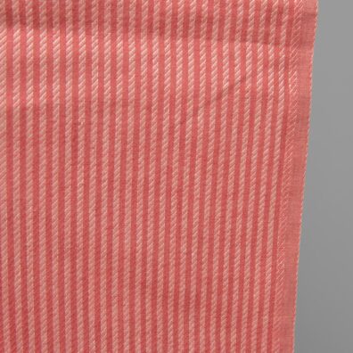 Red striped pure linen fabric edge