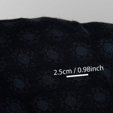 Black linen wool fabric, with sun pattern