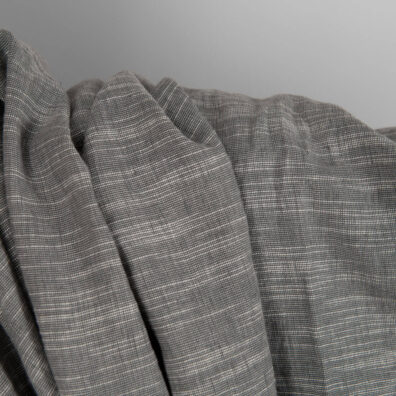 Dark grey linen blend fabric washed texture