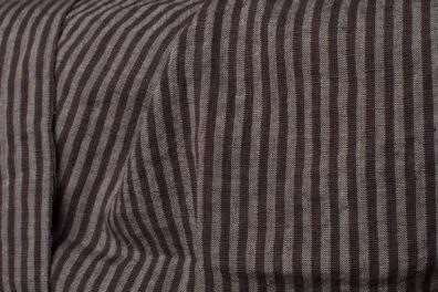Brown striped linen wool blend fabric washed