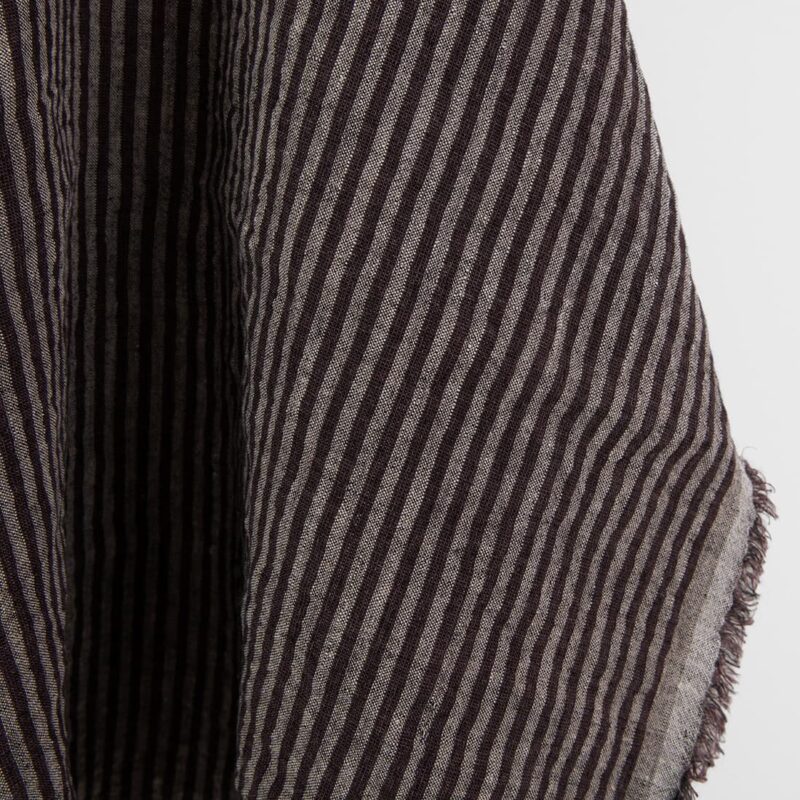 Brown striped linen wool blend fabric, washed 5 Brown striped linen wool blend fabric, washed, 145cm width