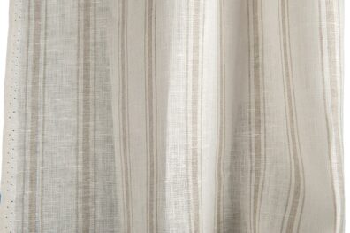 Narrow striped pure linen fabric in off-white
