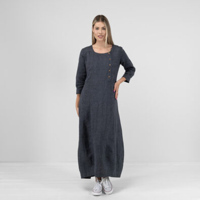Dark grey linen dress, 100% linen