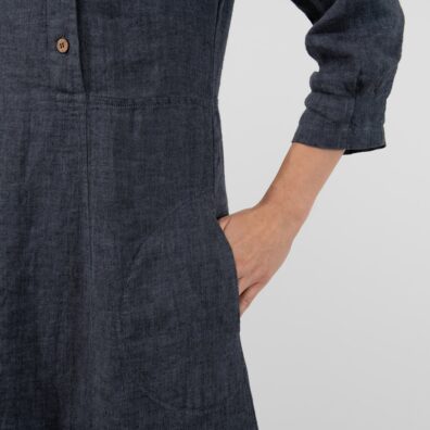 Dark grey linen dress, with pockets