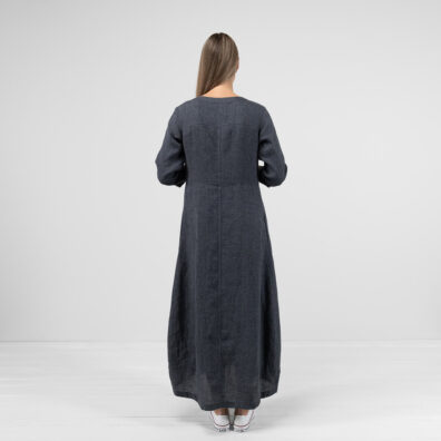 Dark grey linen dress, natural fibre