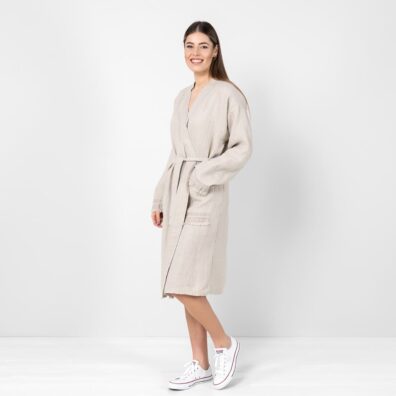 100% linen robe for women, natural