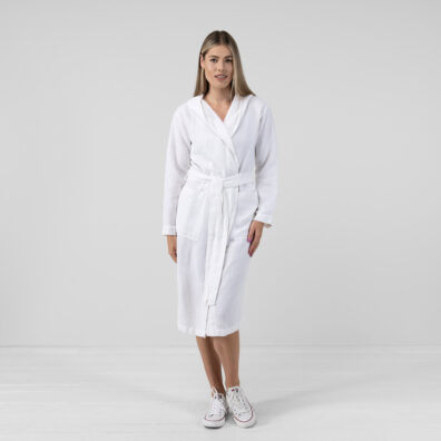 White linen bathrobe
