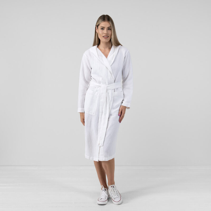 White linen bathrobe