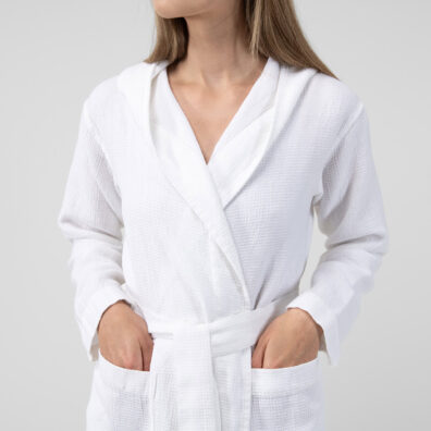 White linen bathrobe, linen cotton blend