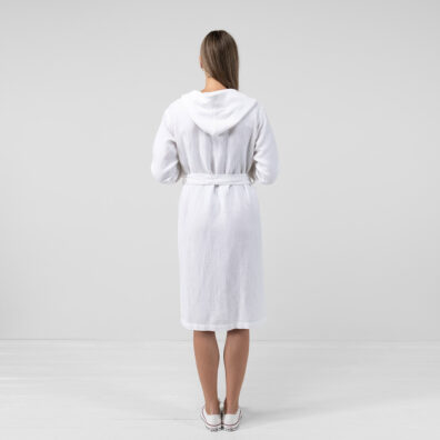 White linen bathrobe, with waist tie