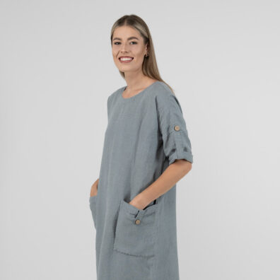 Blue-grey linen dress