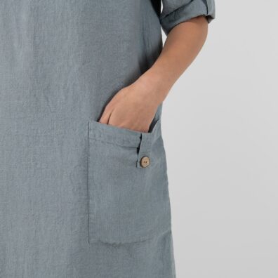 Blue-grey linen dress, with pockets