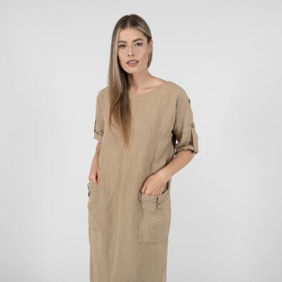 Brown linen dress