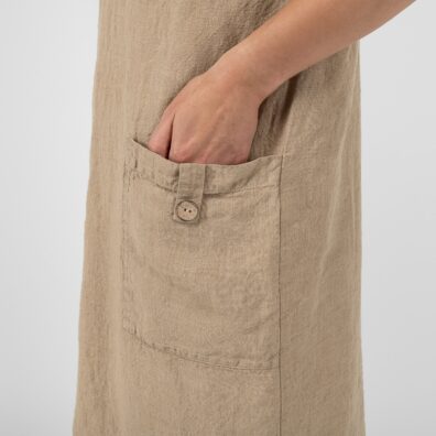 Brown linen dress, with pockets
