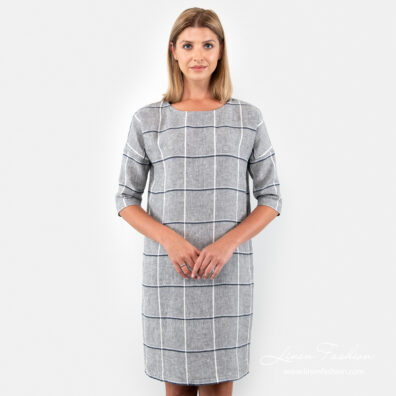Grey linen dress "Checks"