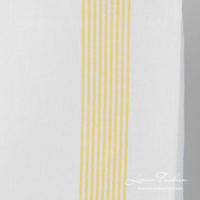 White linen cotton narrow striped fabric