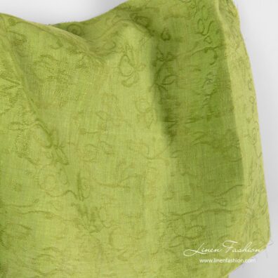 Light green jacquard linen fabric