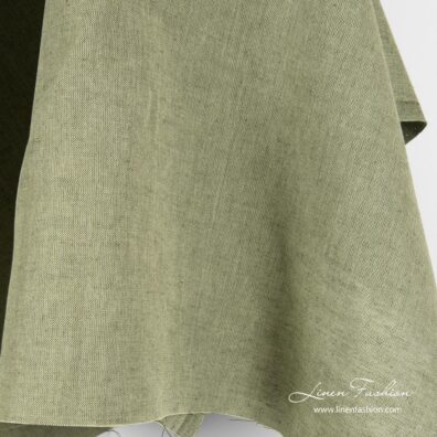 Linen cotton blend fabric in green melange color