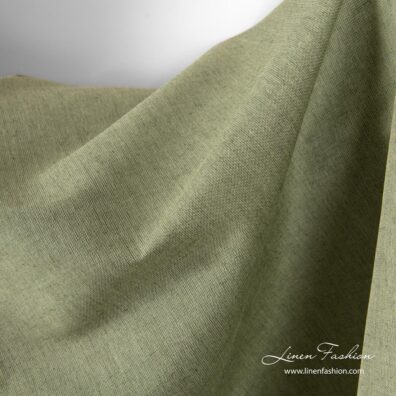 Green melange linen cotton fabric