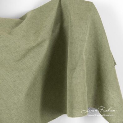Linen cotton fabric, light and dark green melange