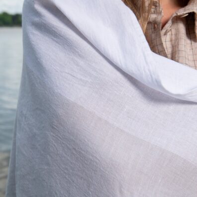 Linen Cotton Grey Beach Towel, close up