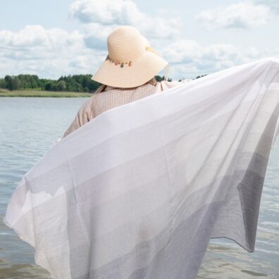 Linen Cotton Grey Beach Towel, large size