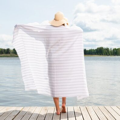 beach towel with multi-color stripes, large size