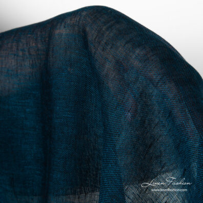 Transparent linen fabric in black blue color