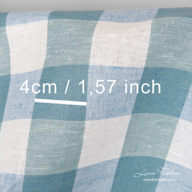 Linen blend fabric in 4cm white, gree, blue checks