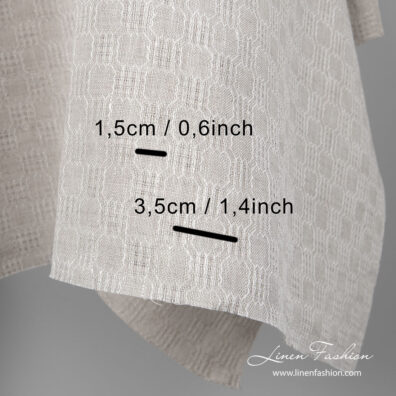 Light grey linen fabric in azure check pattern