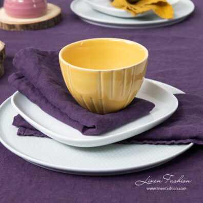 Purple 100% linen napkin, washed