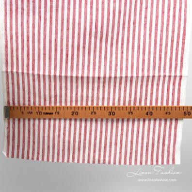 White red striped linen fabric, narrow width