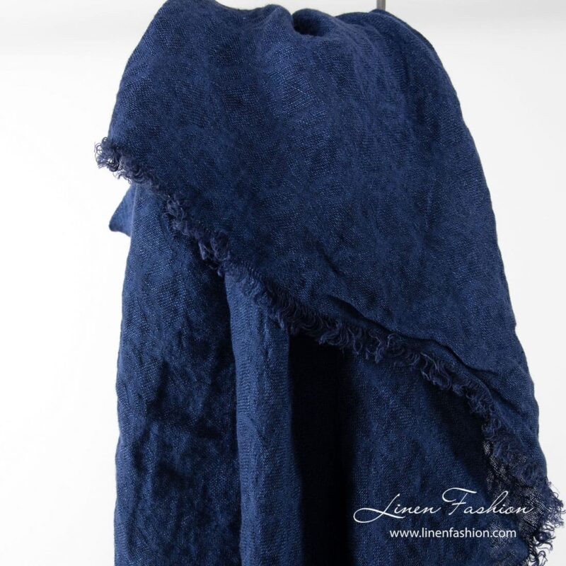 Dark blue linen scarf.