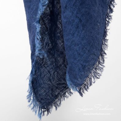 Dark blue colored linen scarf.