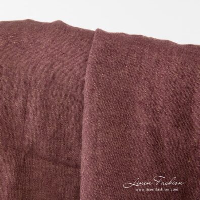 Double sided washed linen fabric, brown purple.