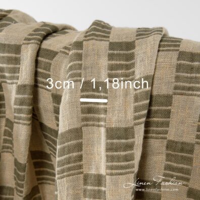 100% washed linen fabric in checks.