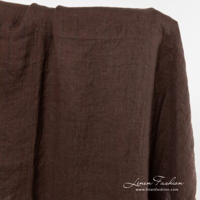 Washed linen fabric in brown colour.