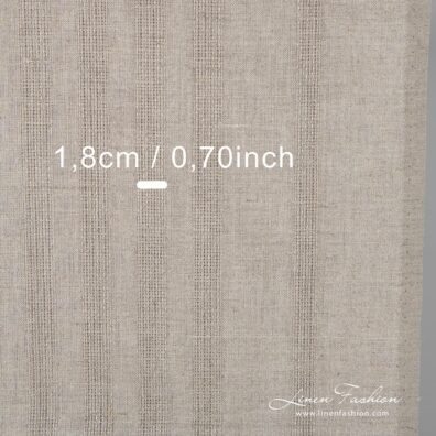 Striped linen fabric in natural flax colour.
