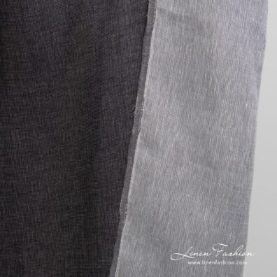 Double sided 100% linen fabric, grey black.