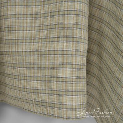 100% linen fabric in green checks.