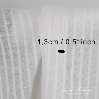 Off white 100% linen fabric with stripes.