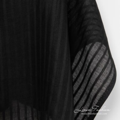 Black linen fabric with stripes.