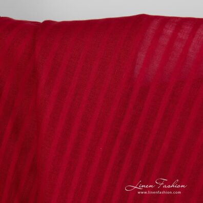 Striped red linen fabric.