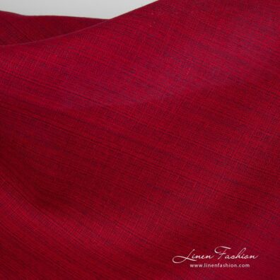 100% linen fabric in red colour, melange.